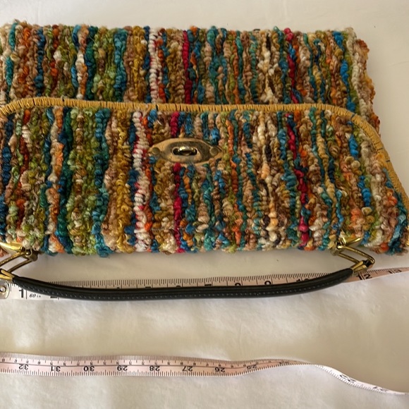 Jerry Terrence vintage carpet bag the original gold hardware brown strap multi - Picture 12 of 15